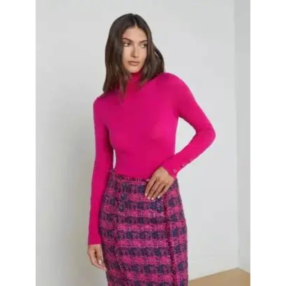 L’AGENCE Flora Turtleneck Sweater Fuchsia Women’s Size L NWOT